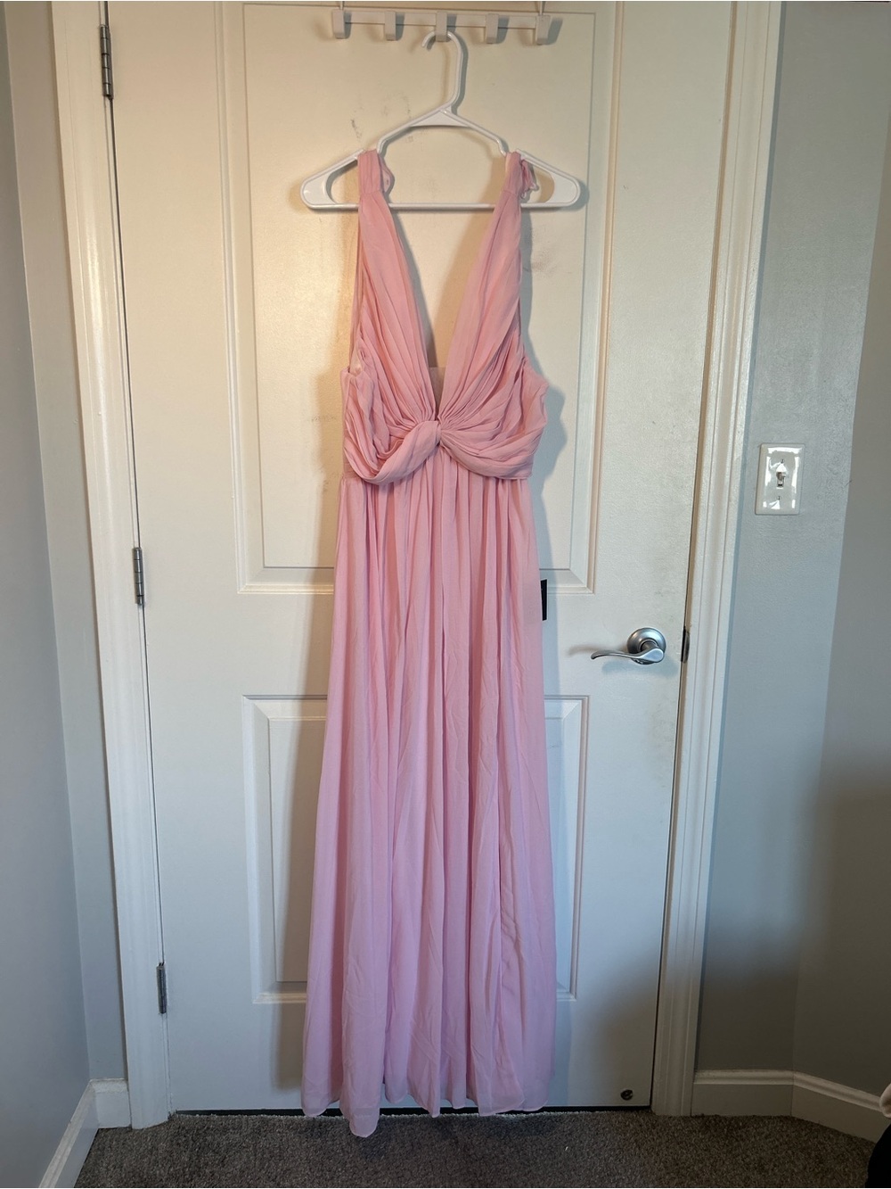Lulu's Blush Pink Twist-Front Maxi Dress
